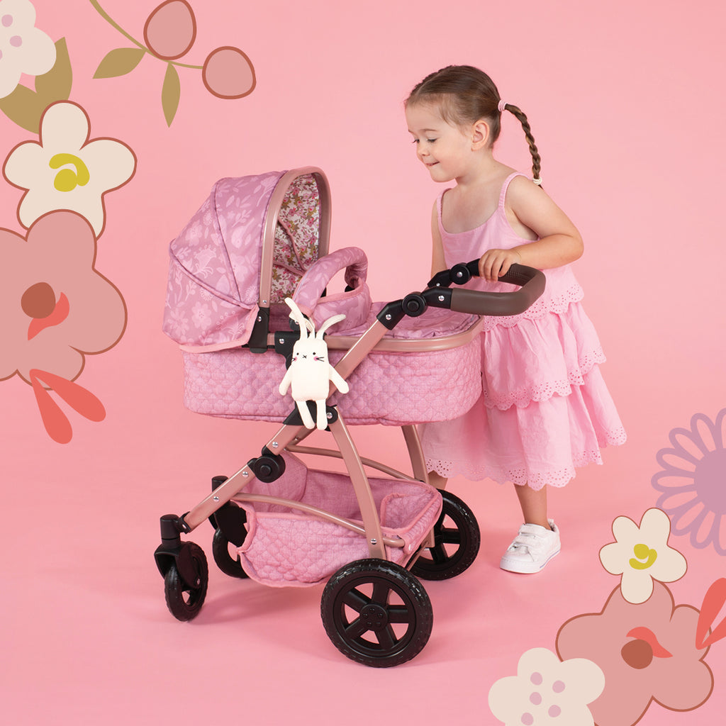 Passeggino Per Bambole 3 In 1 Doris - Con Navicella, Passeggino E Marsupio, Pieghevole E Regolabile, Per Bambine