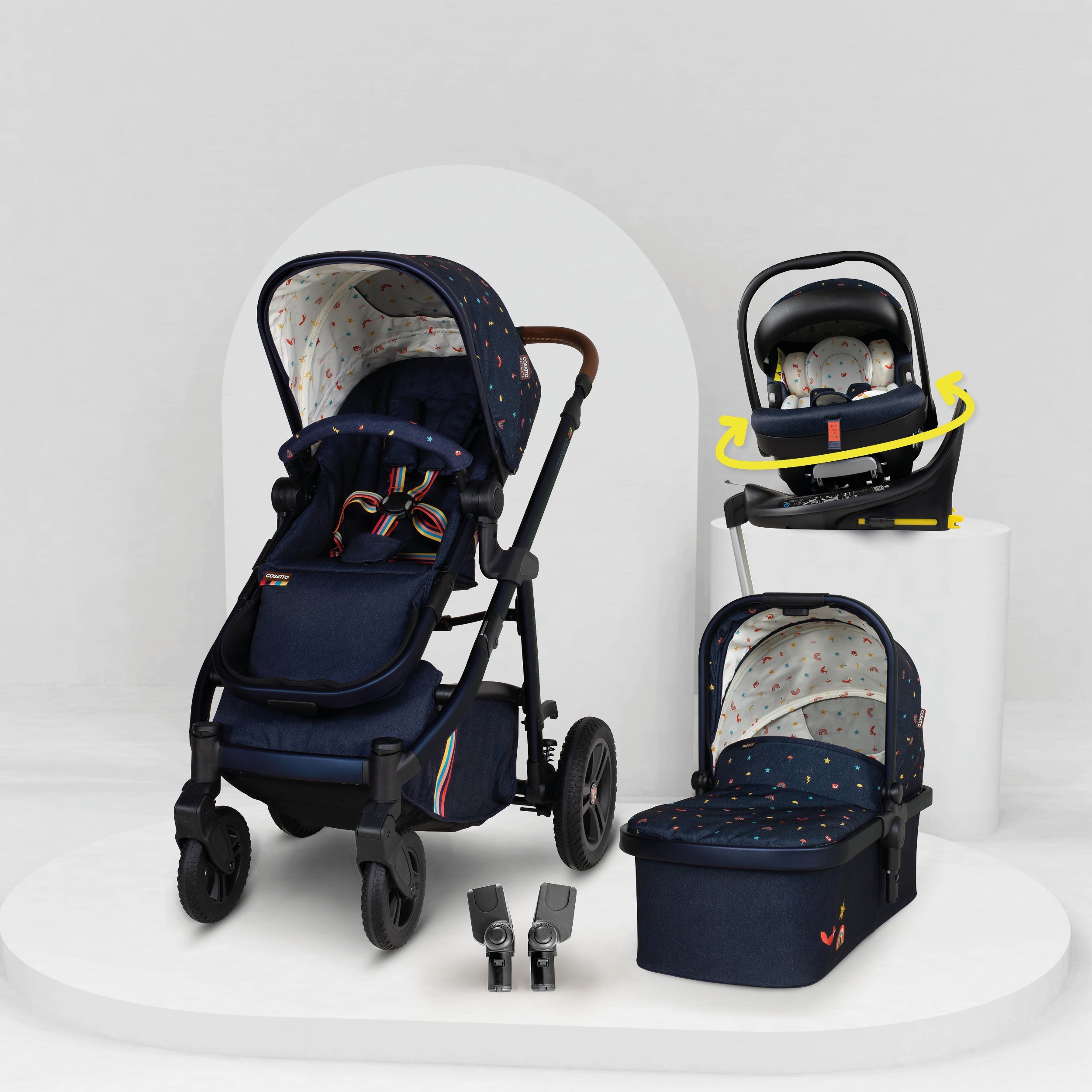 Wow 3 Kindersitz 3 in 1 Set mit Isofix Basis - Doodle Days