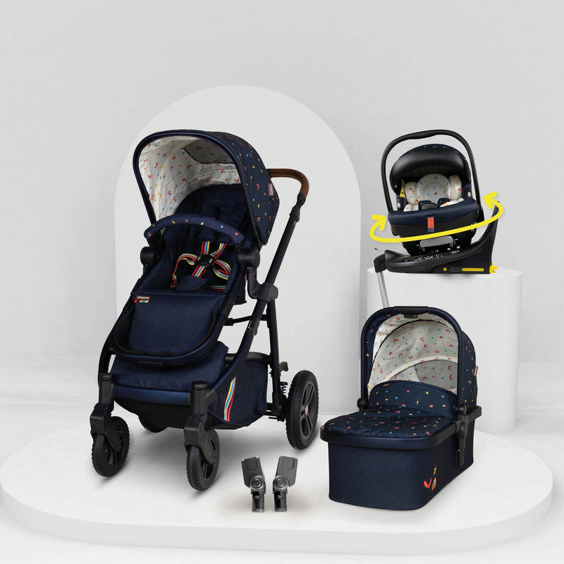 Wow 3 Kindersitz 3 in 1 Set mit Isofix Basis - Doodle Days